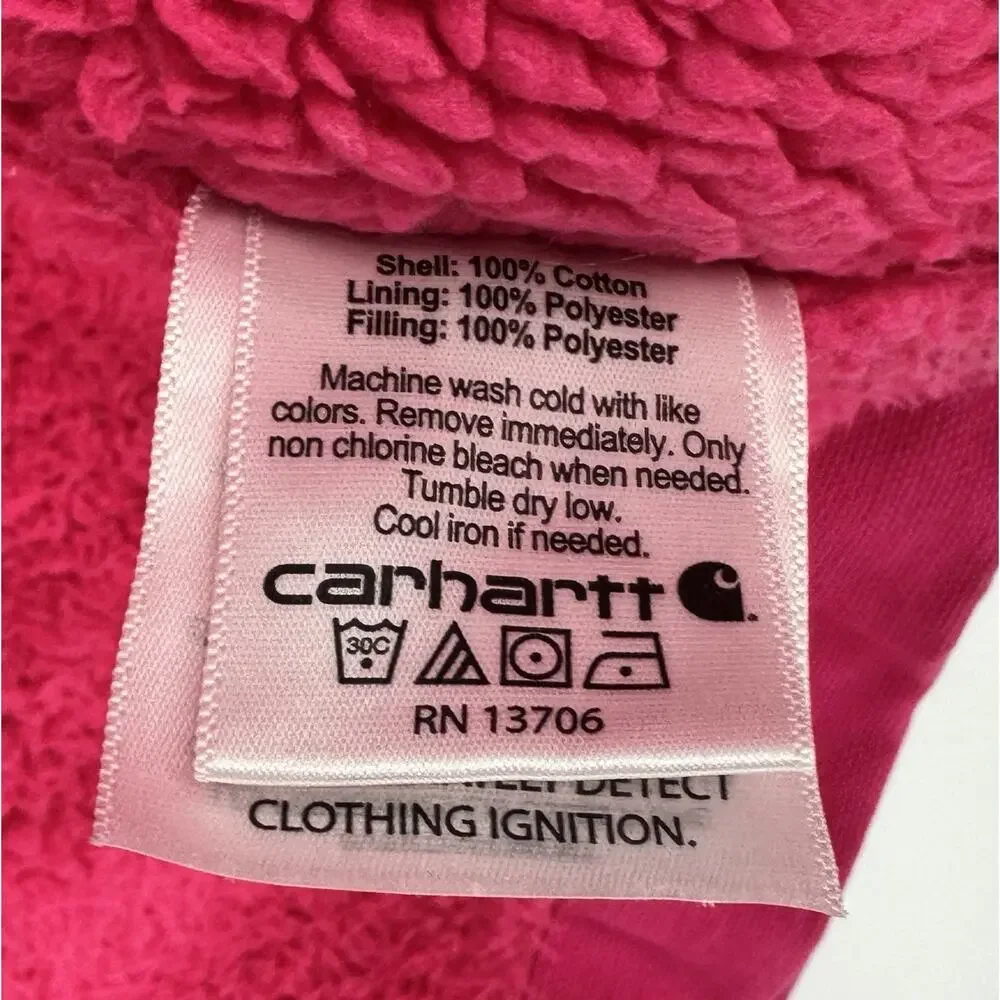 Pink Carhartt Duck Canvas Girls Sherpa Lined Coat/Jacket Youth Size M (10-12)